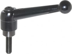 KIPP - 3/8-16, 0.98" Hub Diam, Zinc Die Cast (Steel Components) Threaded Stud Adjustable Clamping Lever - 1.18" Stud Length, 4-1/4" OAL, 2.64" High - Exact Tooling
