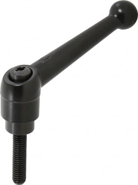 KIPP - 3/8-16, 0.98" Hub Diam, Zinc Die Cast (Steel Components) Threaded Stud Adjustable Clamping Lever - 1.57" Stud Length, 4-1/4" OAL, 2.64" High - Exact Tooling