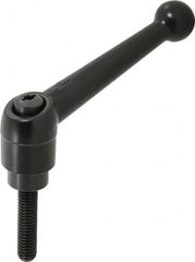 KIPP - 3/8-16, 0.98" Hub Diam, Zinc Die Cast (Steel Components) Threaded Stud Adjustable Clamping Lever - 1.57" Stud Length, 4-1/4" OAL, 2.64" High - Exact Tooling