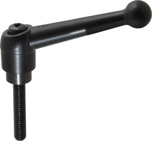 KIPP - 3/8-16, 0.98" Hub Diam, Zinc Die Cast (Steel Components) Threaded Stud Adjustable Clamping Lever - 1.97" Stud Length, 4-1/4" OAL, 2.64" High - Exact Tooling