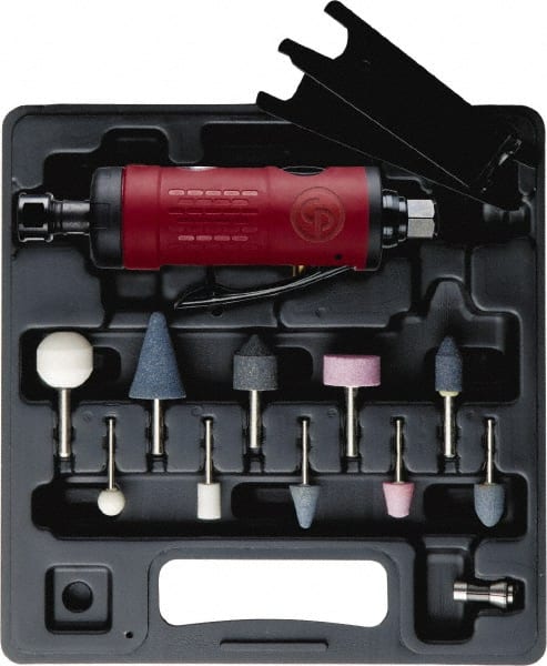 Chicago Pneumatic - 1/4 Inch Spindle, 23.1 CFM, Straight Die Grinder Kit - 90 psi Air Pressure - Exact Tooling