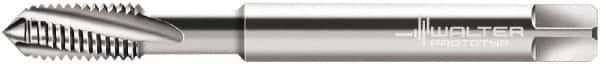 Walter-Prototyp - 1/4-20 UNC 3 Flute 2B Modified Bottoming Spiral Flute Tap - Powdered Metal, Bright Finish, 80mm OAL, Right Hand Flute, Right Hand Thread, Series 22416 - Exact Tooling