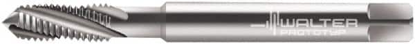 Walter-Prototyp - M2x0.40 Metric 3 Flute 6HX Modified Bottoming Spiral Flute Tap - Powdered Metal, Bright Finish, 45mm OAL, Right Hand Flute, Right Hand Thread, Series 204102 - Exact Tooling