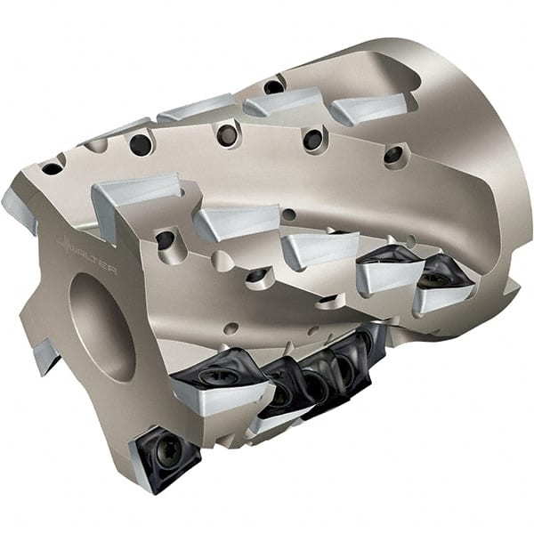 Walter - 25 Inserts, 80mm Cut Diam, 32mm Arbor Diam, 78mm Max Depth of Cut, Indexable Square-Shoulder Face Mill - 100mm High, AD.. 1807.. Insert Compatibility, Through Coolant, Series Xtra-tec - Exact Tooling