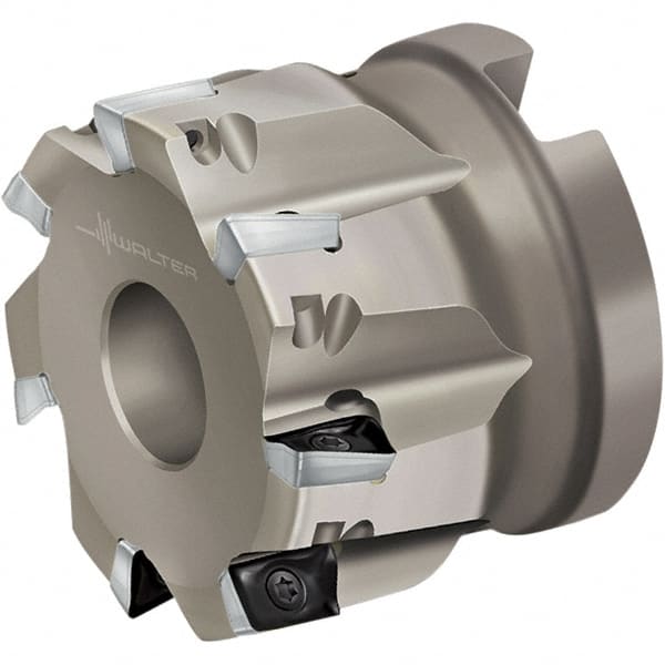 Walter - 7 Inserts, 63mm Cut Diam, 22mm Arbor Diam, 10mm Max Depth of Cut, Indexable Square-Shoulder Face Mill - 40mm High, AD.. 10T3.. Insert Compatibility, Through Coolant, Series Xtra-tec - Exact Tooling