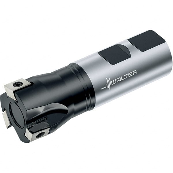 Walter - 40mm Cut Diam, 12mm Max Depth of Cut, 32mm Shank Diam, 110mm OAL, Indexable Square Shoulder End Mill - Multiple Insert Styles, Weldon Shank, 90° Lead Angle, Through Coolant, Series Blaxx - Exact Tooling