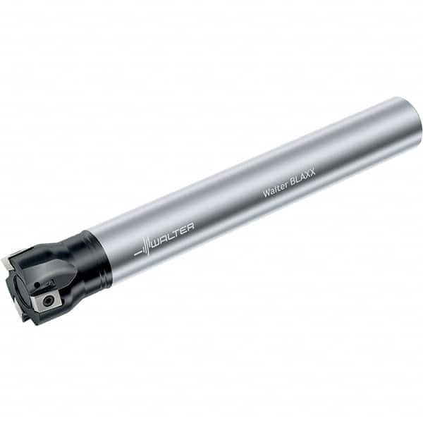 Walter - 1-1/2" Cut Diam, 0.48" Max Depth of Cut, 1-1/2" Shank Diam, 10" OAL, Indexable Square Shoulder End Mill - Multiple Insert Styles, Cylindrical Shank, 90° Lead Angle, Through Coolant, Series Blaxx - Exact Tooling