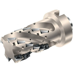 Walter - 50mm Cut Diam, 71mm Max Depth of Cut, 122mm OAL, Indexable Square Shoulder Helical End Mill - Multiple Insert Styles, NCT80 Modular Connection, 90° Lead Angle, Through Coolant, Series Xtra-tec - Exact Tooling