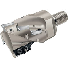 Walter - 50mm Cut Diam, 43mm Max Depth of Cut, Indexable Square Shoulder Helical End Mill - Multiple Insert Styles, T45 Modular Connection, 90° Lead Angle, Through Coolant - Exact Tooling