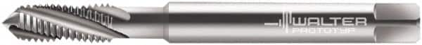 Walter-Prototyp - M4x0.70 Metric Coarse, 3 Flute, 25° Helix, Modified Bottoming Chamfer, Bright Finish, Powdered Metal Spiral Flute STI Tap - Right Hand Flute, 2.7559" OAL, 0.2362" Shank Diam, 0.6299" Thread Length, 4H Class of Fit, Series 204089 - Exact Tooling
