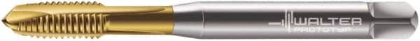 Walter-Prototyp - M6x1.00 Metric, 3 Flute, TiN Finish, Powdered Metal Spiral Point Tap - Plug Chamfer, Right Hand Thread, 80mm OAL, 15mm Thread Length, 6mm Shank Diam, 6H Class of Fit, Series 7021365 - Exact Tooling