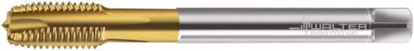 Walter-Prototyp - M12x1.25 Metric Fine, 4 Flute, TiN Finish, Powdered Metal Spiral Point Tap - Plug Chamfer, Right Hand Thread, 100mm OAL, 21mm Thread Length, 9mm Shank Diam, 6H Class of Fit, Series 7126365 - Exact Tooling