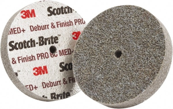 3M - 3" Diam, 1" Face Width, 1/4" Center Hole, Medium Grade, Ceramic Deburring Wheel - Unitized, Hard Density 6 Grade - Exact Tooling