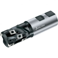 Walter - 40.01mm Cut Diam, 40.01mm Max Depth of Cut, 40.01mm Shank Diam, 124.99mm OAL, Indexable Square Shoulder Helical End Mill - LN.U0904..R Inserts, Weldon Shank, 90° Lead Angle, Through Coolant, Series F5038 - Exact Tooling