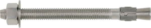 Powers Fasteners - 7/8" Diam, 7/8" Drill, 8" OAL, 2-3/4" Min Embedment Wedge Expansion Concrete Anchor - 304 Stainless Steel, Hex Head, Hex Drive, 4-3/4" Thread Length - Exact Tooling