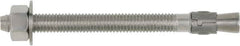 Powers Fasteners - 7/8" Diam, 7/8" Drill, 8" OAL, 2-3/4" Min Embedment Wedge Expansion Concrete Anchor - 304 Stainless Steel, Hex Head, Hex Drive, 4-3/4" Thread Length - Exact Tooling