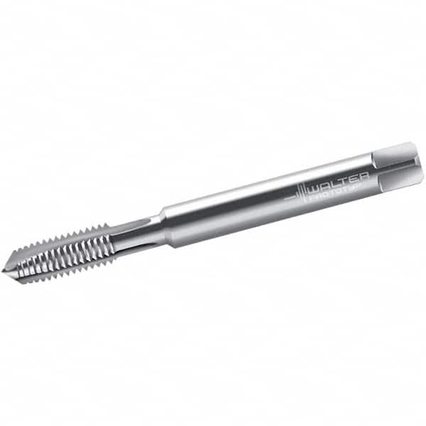 Walter-Prototyp - #6-32 UNC, 3 Flute, Bright Finish, Powdered Metal Spiral Point Tap - Plug Chamfer, Right Hand Thread, 56mm OAL, 12mm Thread Length, 4mm Shank Diam, 3B Class of Fit, Series 22207 - Exact Tooling