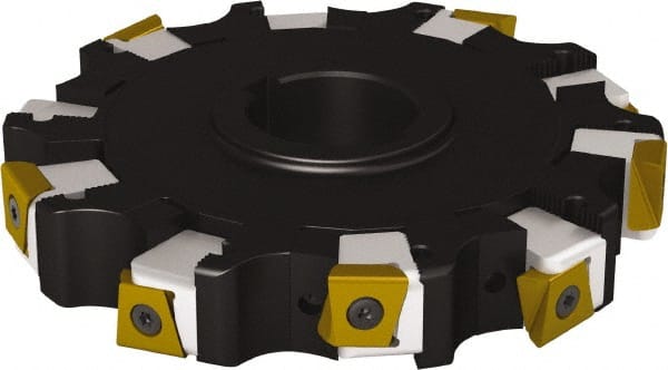 Seco - Arbor Hole Connection, 0.63" Cutting Width, 1.79" Depth of Cut, 152.4mm Cutter Diam, 1-1/2" Hole Diam, 10 Tooth Indexable Slotting Cutter - 335.25 Toolholder, LNHQ 1707, XNHQ 1707 Insert, Right Hand Cutting Direction - Exact Tooling