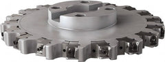 Seco - Shell Mount Connection, 0.63" Cutting Width, 3.4" Depth of Cut, 304.8mm Cutter Diam, 2-1/2" Hole Diam, 18 Tooth Indexable Slotting Cutter - R335.25 Toolholder, LNHQ 1707, XNHQ 1707 Insert, Left Hand Cutting Direction - Exact Tooling