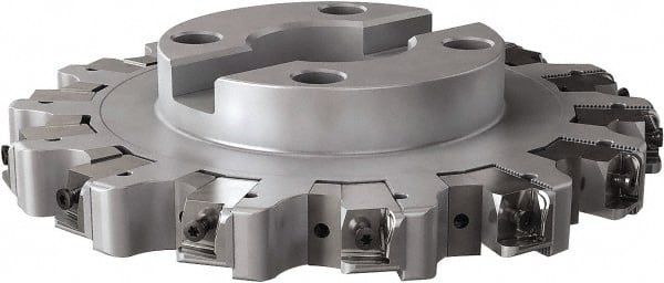 Seco - Shell Mount Connection, 0.63" Cutting Width, 2.4" Depth of Cut, 10" Cutter Diam, 2-1/2" Hole Diam, 14 Tooth Indexable Slotting Cutter - R335.25 Toolholder, LNHQ 1707, XNHQ 1707 Insert, Left Hand Cutting Direction - Exact Tooling