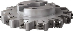 Seco - Shell Mount Connection, 0.6299" Cutting Width, 2.3228" Depth of Cut, 250mm Cutter Diam, 2.3622" Hole Diam, 14 Tooth Indexable Slotting Cutter - R335.25 Toolholder, LNHQ 1707, XNHQ 1707 Insert, Left Hand Cutting Direction - Exact Tooling