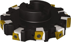 Seco - Shell Mount Connection, 0.6299" Cutting Width, 1.7244" Depth of Cut, 160mm Cutter Diam, 1.5748" Hole Diam, 10 Tooth Indexable Slotting Cutter - R335.25 Toolholder, LNHQ 1707, XNHQ 1707 Insert, Right Hand Cutting Direction - Exact Tooling