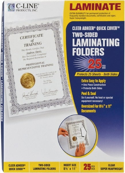 C-LINE - 25 Self-Laminating Pockets - 12 mil Thick x 9.13" Wide x 0.95' Long - Exact Tooling