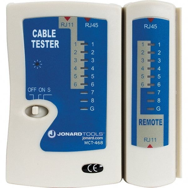 Jonard Tools - Modular Cable Tester - LED Screen, RJ11, RJ12 & RJ45 Connectors - Exact Tooling