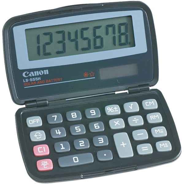 Canon - 8-Digit LCD 8 Function Handheld Calculator - 4-3/8 x 2-3/4 Display Size, Black, Solar & Battery Powered - Exact Tooling