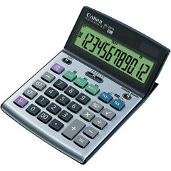 Canon - 12-Digit LCD 12 Function Portable Calculator - 5-7/64 x 7-1/4 Display Size, Silver & Black, Solar & Battery Powered - Exact Tooling
