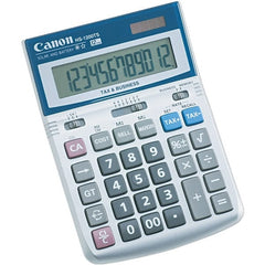 Canon - 12-Digit LCD 12 Function Handheld Calculator - 4-7/8 x 6-7/8 Display Size, White, Solar & Battery Powered - Exact Tooling