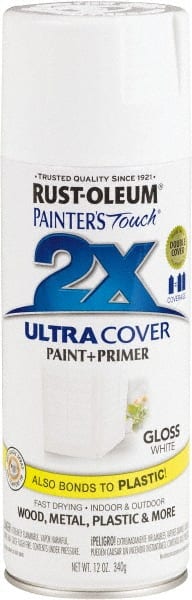 Rust-Oleum - White, Gloss, Enamel Spray Paint - 8 to 12 Sq. Ft. per Can, 12 Ounce Container - Exact Tooling