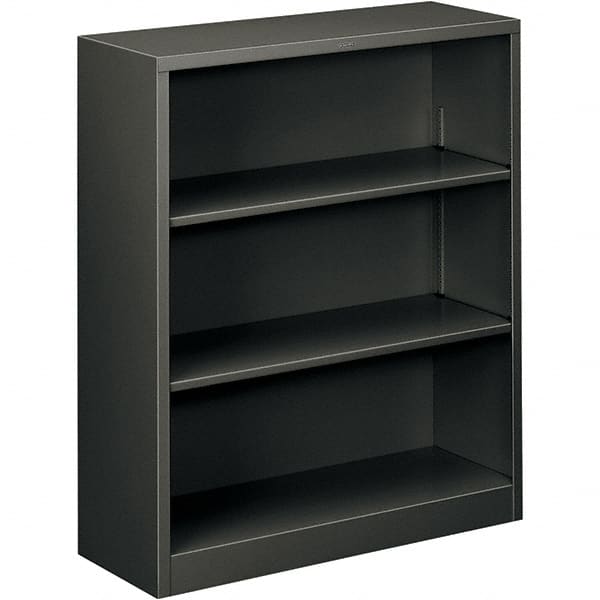 Hon - 3 Shelf, 41" High x 34-1/2" Wide Bookcase - 12-5/8" Deep, Steel, Charcoal - Exact Tooling