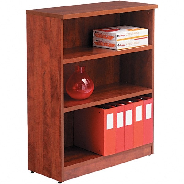 ALERA - 3 Shelf, 39.38" High x 31-3/4" Wide Bookcase - 14" Deep, Woodgrain Laminate, Medium Cherry - Exact Tooling