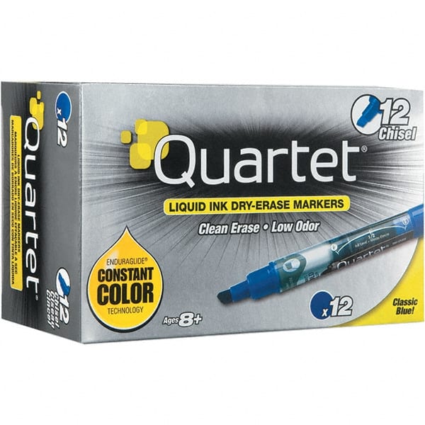 Quartet - Blue, Chisel Tip, Dozen EnduraGlide Dry Erase Markers - For Use with Dry Erase Marker Boards - Exact Tooling