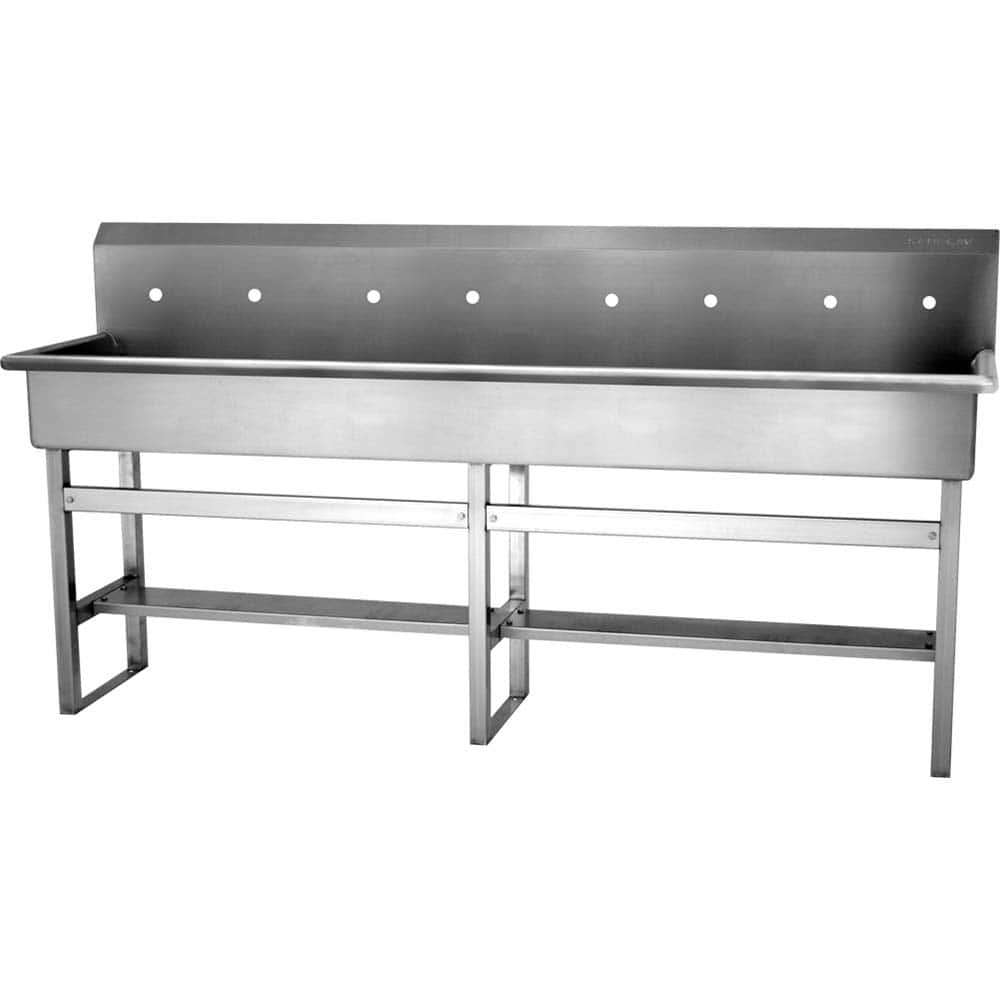 SANI-LAV - Sinks; Type: Four Person Floor Mounted Wash Station ; Outside Length: 80 (Inch); Outside Width: 20 (Inch); Outside Height: 45 (Inch); Inside Length: 77 (Inch); Inside Width: 16-1/2 (Inch) - Exact Tooling