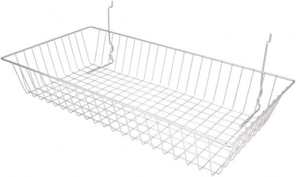 ECONOCO - 12" Deep, Rectangular Steel Peg Board/Slatwall Basket - 24" Wide x 4" High - Exact Tooling