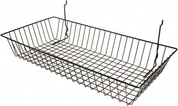 ECONOCO - 12" Deep, Rectangular Steel Peg Board/Slatwall Basket - 24" Wide x 4" High - Exact Tooling