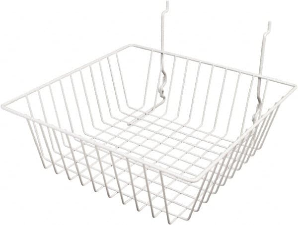 ECONOCO - 12" Deep, Square Steel Peg Board/Slatwall Basket - 12" Wide x 4" High - Exact Tooling