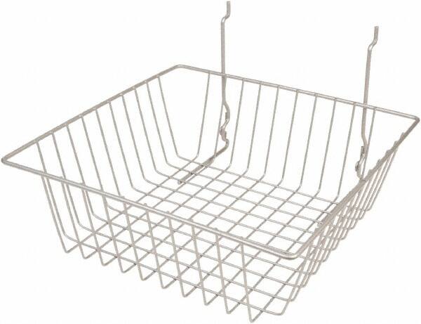 ECONOCO - 12" Deep, Square Steel Peg Board/Slatwall Basket - 12" Wide x 4" High - Exact Tooling