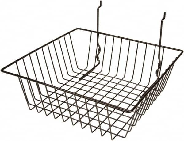 ECONOCO - 12" Deep, Square Steel Peg Board/Slatwall Basket - 12" Wide x 4" High - Exact Tooling