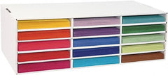 Pacon - 15 Compartments, 29-1/4" Wide x 9-1/2" High x 12-3/4" Deep, Storage Box - Corrugated Cardboard, White - Exact Tooling