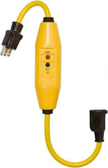 Tower - 1 Outlet, 125 Volt, 15 Amp Rating, 4 to 6mA Max Surge, Plug In, Automatic, Commercial, Industrial GFCI - 1-1/2 Ft. Long Cord, 5-15P and R NEMA Configuration, Polycarbonate Housing - Exact Tooling