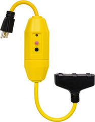 Tower - 3 Outlet, 125 Volt, 15 Amp Rating, 4 to 6mA Max Surge, Plug In, Manual, Commercial, Industrial GFCI - 2 Ft. Long Cord, 5-15P and (3)R NEMA Configuration, Polycarbonate Housing - Exact Tooling