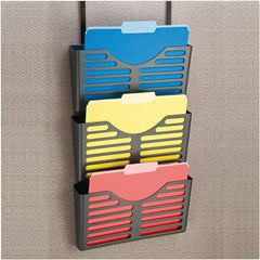 Universal One - 13-1/2" Wide x 4-3/4" Deep x 28" High, 3 Compartments, Plastic Wall File - Charcoal, 13-1/2" Compartment Width x 3" Compartment Depth x 7" Compartment Height - Exact Tooling