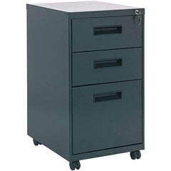 ALERA - 14" Wide x 27-3/4" High x 19-1/8" Deep, 3 Drawer Pedestal - Steel, Charcoal - Exact Tooling