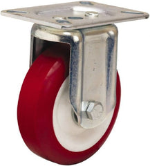 Hamilton - 4" Diam x 1-3/8" Wide x 5-1/16" OAH Top Plate Mount Rigid Caster - Polyurethane Mold on Polypropylene, 400 Lb Capacity, Sealed Precision Ball Bearing, 3-1/8 x 4-1/8" Plate - Exact Tooling