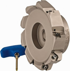 Iscar - 5.37" Cut Diam, 1-1/2" Arbor Hole, 0.18" Max Depth of Cut, 50° Indexable Chamfer & Angle Face Mill - 9 Inserts, IQ845 SYHU 07.. Insert, Right Hand Cut, Through Coolant, Series DoveIQMill - Exact Tooling