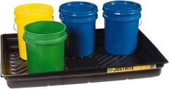 Justrite - 29 Gallon Capacity, 33 Inch Long x 47 Inch Wide, Polyurethane Spill Tray - 33 Inch Diameter, 5-1/2 Inch High, Black - Exact Tooling