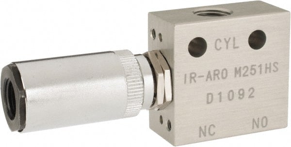 ARO/Ingersoll-Rand - 1/8" Inlet x 1/8" Outlet, Pilot Actuator, Spring Return, 2 Position, Body Ported Solenoid Air Valve - 0.25 CV, 3 Way, 140 psi, 122° Max Temp, 15° Min Temp - Exact Tooling